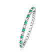 .15 ct. t.w. Emerald and .13 ct. t.w. Diamond Eternity Band in 14kt White Gold