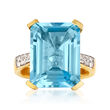 13.60 ct. t.w. Sky Blue and White Topaz Ring in 18kt Gold Over Sterling