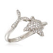 1.00 ct. t.w. Diamond Dolphin Bypass Ring in Sterling Silver