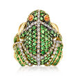 C. 2000 Vintage 3.35 ct. t.w. Tsavorite Frog Ring with .50 ct. t.w. Diamonds and Hessonite Accents in 14kt Yellow Gold