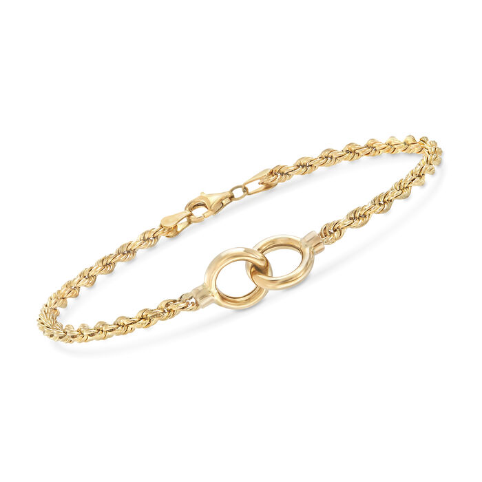 14kt Yellow Gold Roped Chain Infinity Bracelet