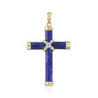 Lapis Cross Pendant with Diamond Accents in 14kt Yellow Gold