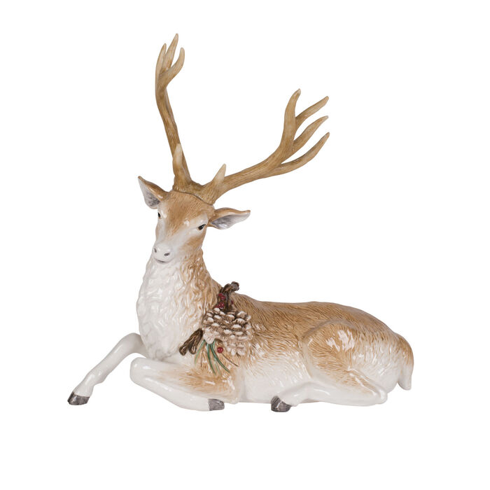 Fitz and Floyd &quot;Forest Frost&quot; Sitting Deer Figurine
