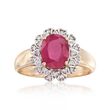 Ruby and .20 ct. t.w. Diamond Ring in 14kt Yellow Gold