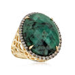 15.00 Carat Opaque Emerald and .50 ct. t.w. White Topaz Ring in 18kt Gold Over Sterling