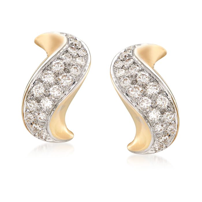 C. 1980 Vintage 1.50 ct. t.w. Pave Diamond Curve Earrings in 14kt Yellow Gold