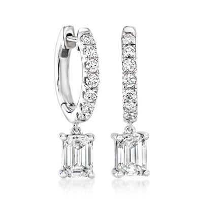 2.50 ct. t.w. Lab-Grown Diamond Hoop Drop Earrings in 14kt White Gold