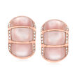 C. 1990 Vintage Pink Mother-of-Pearl and .40 ct. t.w. Diamond Curved Clip-On Earrings in 18kt Rose Gold