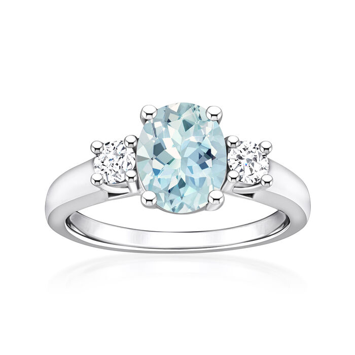 1.50 Carat Aquamarine Ring with .33 ct. t.w. Diamonds in 14kt White Gold