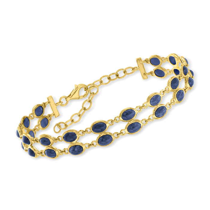 18.00 ct. t.w. Sapphire Two-Row Tennis Bracelet in 18kt Gold Over Sterling