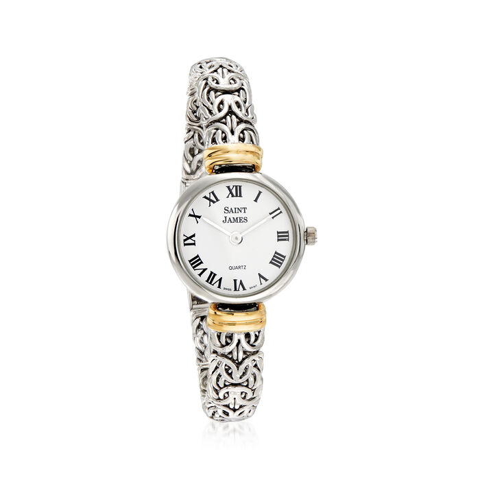 Saint James Women's 22mm Byzantine Watch in Sterling Silver with 14kt Yellow Gold