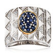 .50 ct. t.w. Sapphire and .20 ct. t.w. White Topaz Ring in Sterling Silver and 14kt Yellow Gold