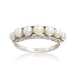 C. 1950 Vintage Cultured White Pearl Band Ring in 14kt White Gold