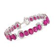 C. 2000 Vintage 34.52 ct. t.w. Pink Rubellite and .75 ct. t.w. Diamond Bracelet in 18kt White Gold