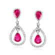 2.50 ct. t.w. Ruby Drop Earrings with .35 ct. t.w. Diamonds in 18kt White Gold