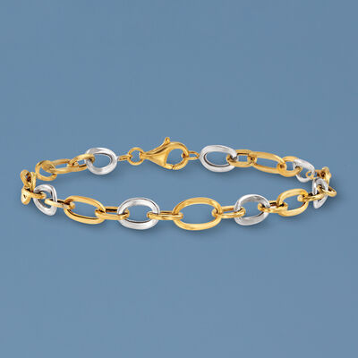 14kt Two-Tone Gold Oval-Link Bracelet