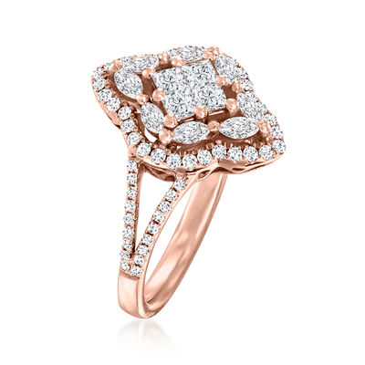 1.11 ct. t.w. Diamond Cluster Ring in 14kt Rose Gold