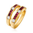 C. 1980 Vintage 1.10 ct. t.w. Ruby and .60 ct. t.w. Diamond Jewelry Set: Two Rings in 14kt Yellow Gold