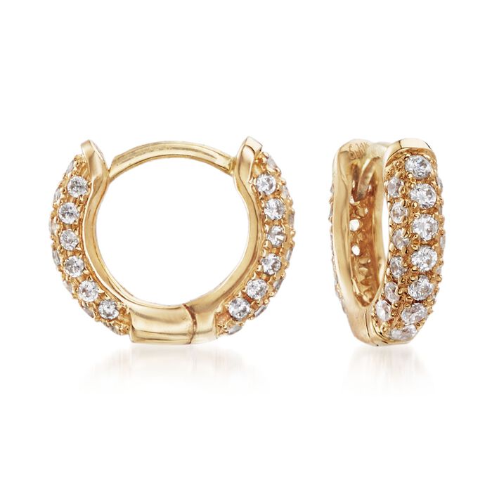 .50 ct. t.w. CZ Huggie Hoop Earrings in 14kt Yellow Gold | Ross-Simons