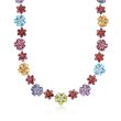 61.15 ct. t.w. Multi-Stone Floral Necklace in Sterling Silver