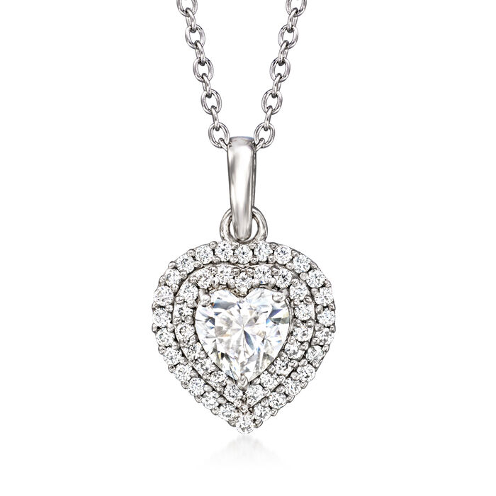 1.00 ct. t.w. Moissanite Heart Pendant Necklace in Sterling Silver