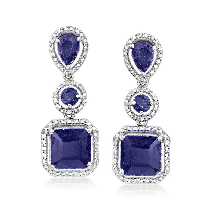 11.30 ct. t.w. Sapphire Drop Earrings in Sterling Silver