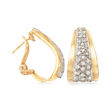 C. 1980 Vintage 1.00 ct. t.w. Diamond J-Hoop Earrings in 14kt Yellow Gold