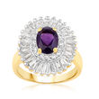 1.00 Carat Amethyst Ring with 2.00 ct. t.w. White Topaz in 18kt Gold Over Sterling