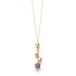 Italian 14kt Yellow Gold Lariat Necklace with Textured and Purple Beads