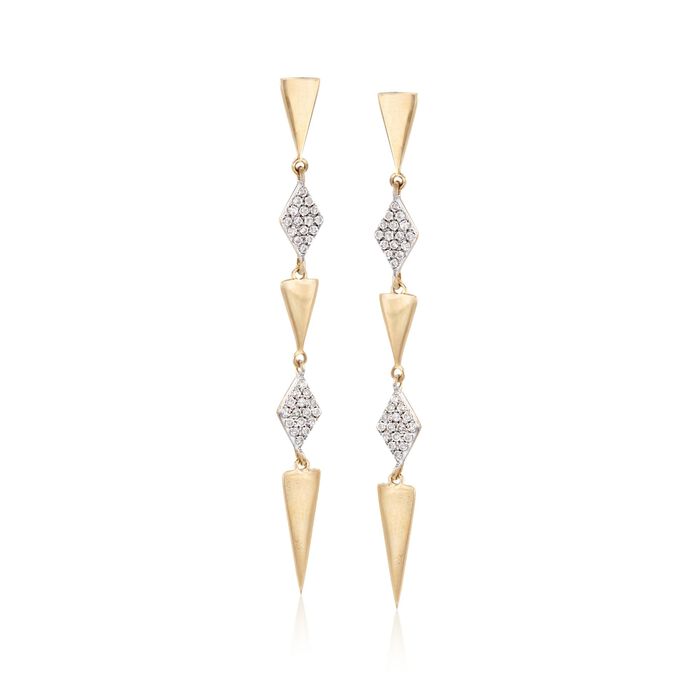 .19 ct. t.w. Diamond Geometric Linear Drop Earrings in 14kt Yellow Gold