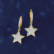 .33 ct. t.w. Diamond Star Drop Earrings in 18kt Gold Over Sterling