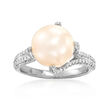 10.5mm Peach Cultured Pearl and .57 ct. t.w. Diamond Ring in 14kt White Gold