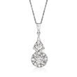 C. 1950 Vintage .80 ct. t.w. Diamond Pendant Necklace in 18kt White Gold