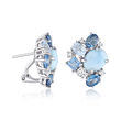 Larimar and 4.40 ct. t.w. Multicolored Topaz Earrings in Sterling Silver