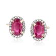 1.10 ct. t.w. Ruby Stud Earrings with Diamond Accents in 14kt Yellow Gold