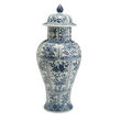 Blue and White Porcelain Floral Chrysanthemum Temple Jar 