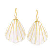 Mother-of-Pearl and 4-4.5mm Cultured Pearl Seashell Drop Earrings in 14kt Yellow Gold