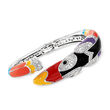 Belle Etoile &quot;Toucan&quot; Multicolored Enamel and 4.23 ct. t.w. Black and White CZ Bypass Bracelet in Sterling Silver