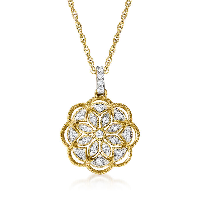.25 ct. t.w. Diamond Flower Pendant Necklace in 18kt Gold Over Sterling