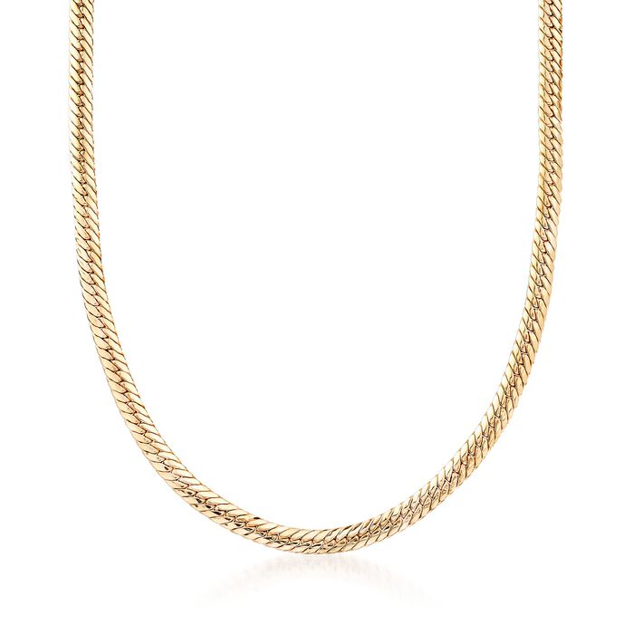 18kt Yellow Gold Over Sterling Silver Flat Cuban-Link Necklace