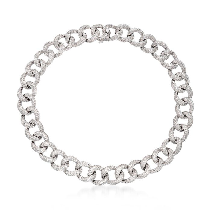 31.50 ct. t.w. Pave Diamond Large Link Collar Necklace in 18kt White Gold