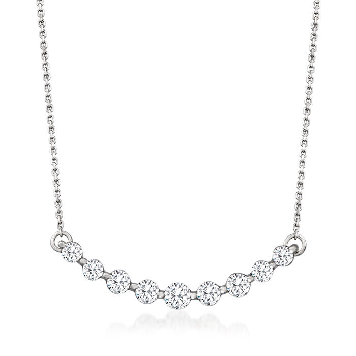 1.20 ct. t.w. Diamond Curved Bar Necklace in 18kt White Gold