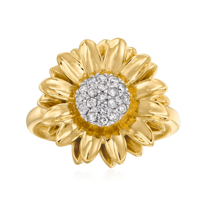 .25 ct. t.w. Diamond Sunflower Ring in 18kt Gold Over Sterling