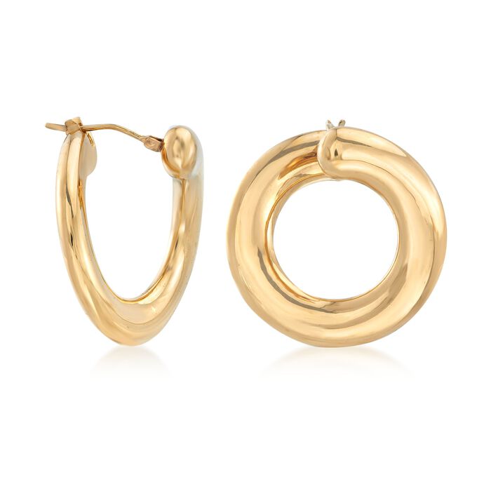 Italian Andiamo 14kt Yellow Gold Front-Facing Hoop Earrings 