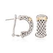 Phillip Gavriel &quot;Popcorn&quot; Sterling Silver and 18kt Gold Hoop Earrings