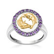 .40 ct. t.w. Amethyst Pisces Zodiac Ring in Two-Tone Sterling Silver