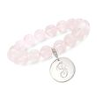 130.00 ct. t.w. Rose Quartz Bead Bracelet with Sterling Silver Personalized Removable Disc