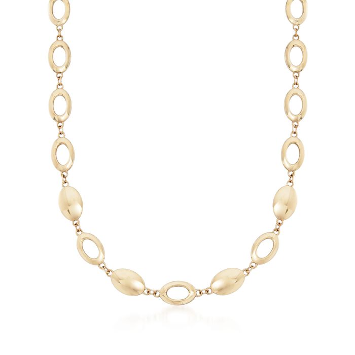 14kt Yellow Gold Oval Disc and Link Necklace