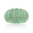 Carved Green Jade Shrimp Ring with 14kt Yellow Gold