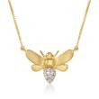 .10 ct. t.w. Diamond Bumblebee Necklace in 14kt Gold Over Sterling